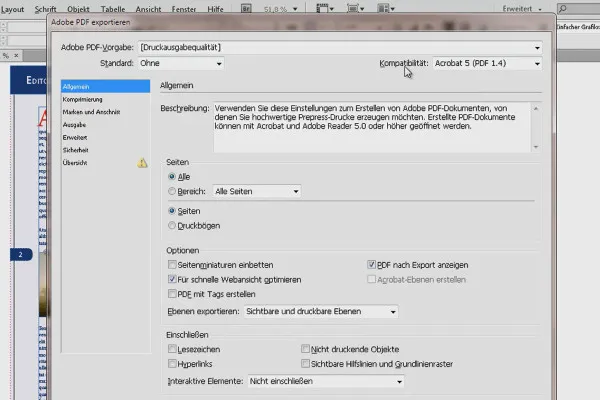 PDF-Export - Voreinstellungen von Acrobat