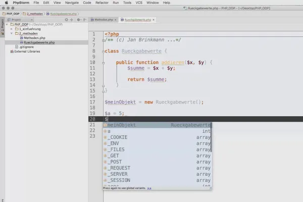 Objektorientert webprogrammering med PHP - 4.03 Returverdier fra metoder