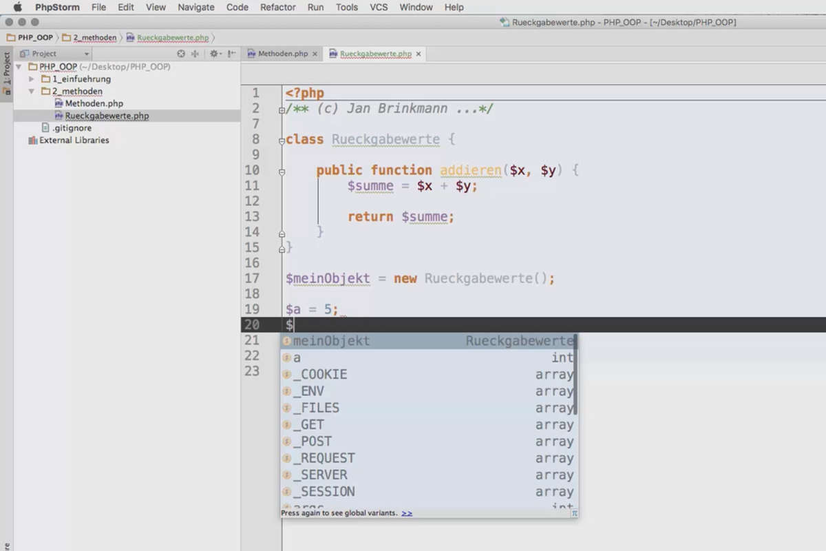 Programación web orientada a objetos con PHP - 4.03 Valores de retorno de los métodos