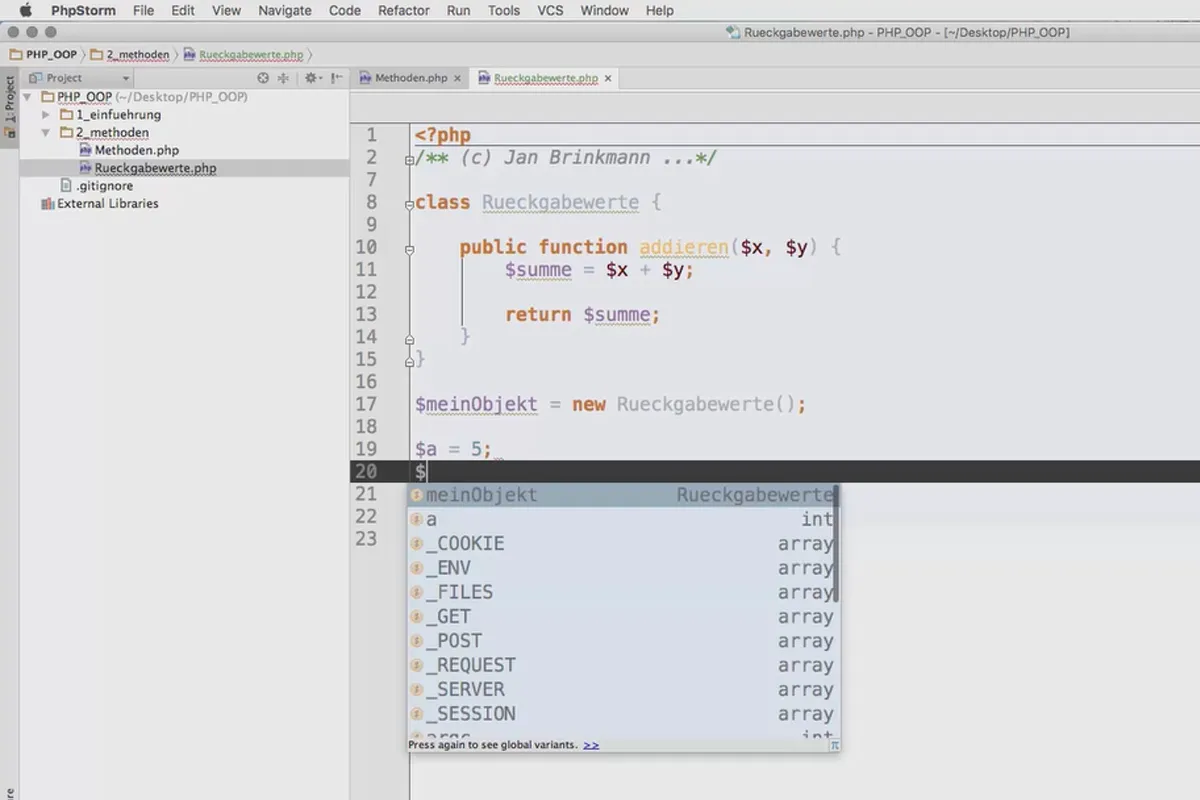 Objektorientert webprogrammering med PHP - 4.03 Returverdier fra metoder