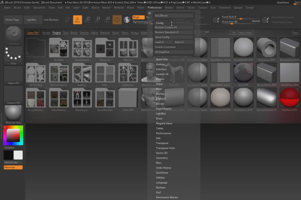 ZBrush 2018 och 4R8 - Videoutbildning om uppdateringarna: 2 användargränssnitt