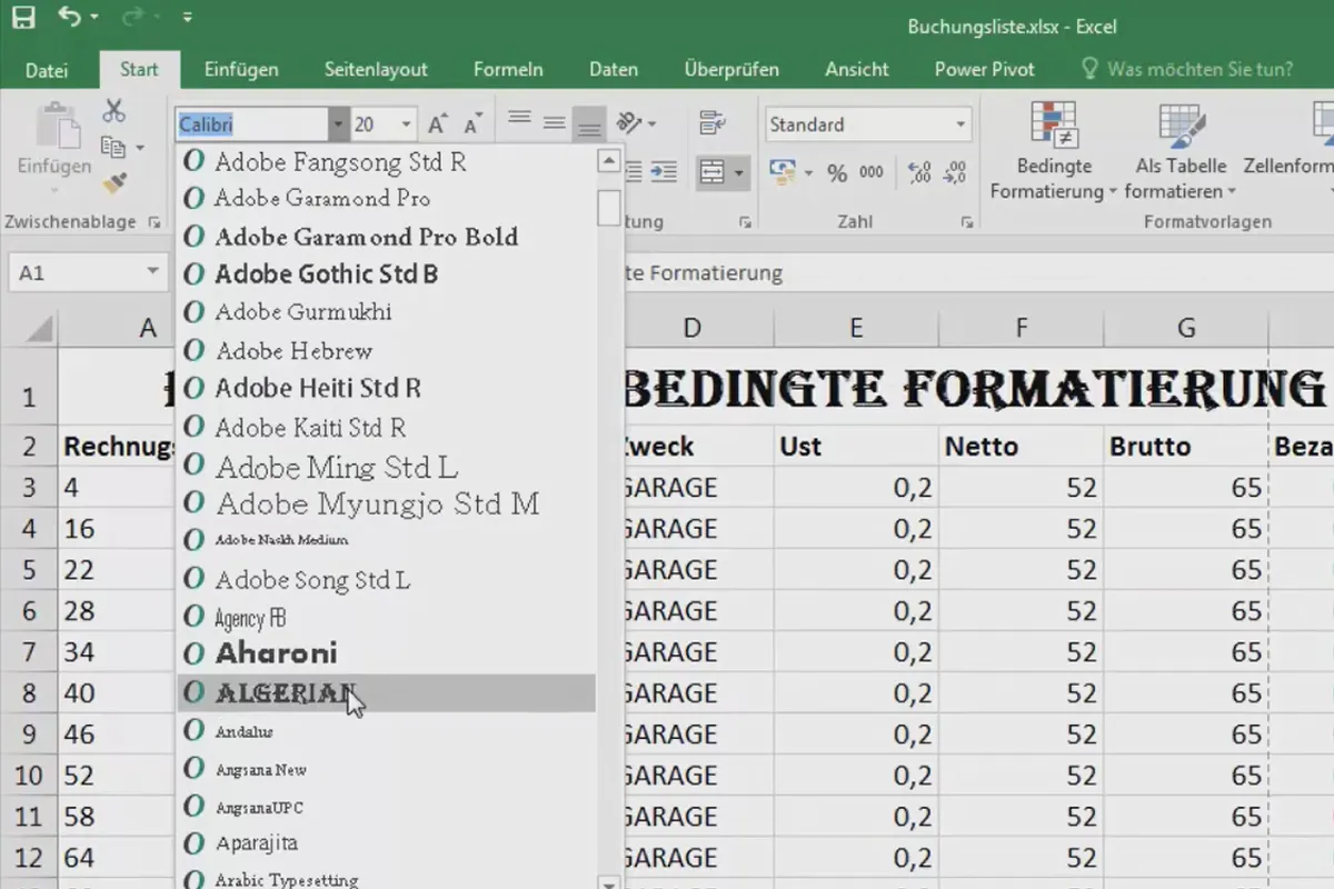 Excel-Grundlagen – Einführung für Anfänger: 25 Zellen formatieren: Schriftarten und Schriftgrößen