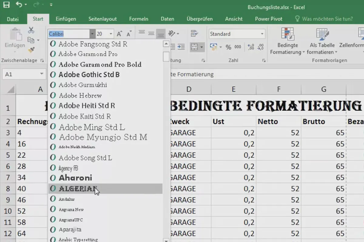 Dasar-dasar Excel - Pengantar untuk Pemula: Mengatur format 25 sel: jenis huruf dan ukuran huruf
