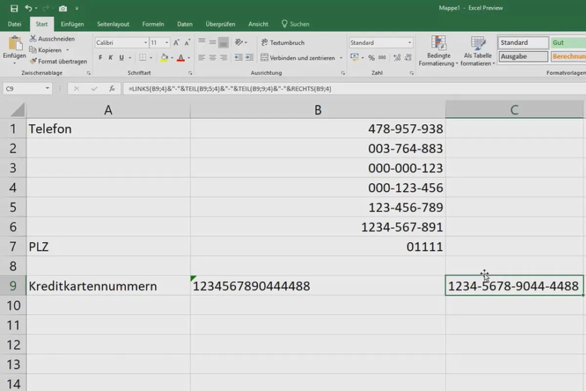 Cours Excel pour le contrôle et la vente : liste des assortiments, unités, devise & Co - 4.4 Découper les nombres en parties individuelles