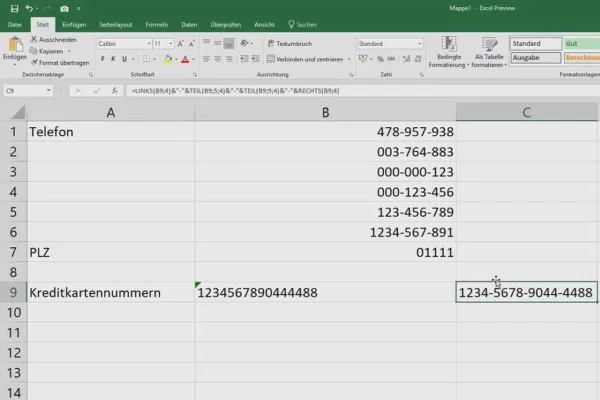 Cours Excel pour le contrôle et la vente : liste des assortiments, unités, devise & Co - 4.4 Découper les nombres en parties individuelles