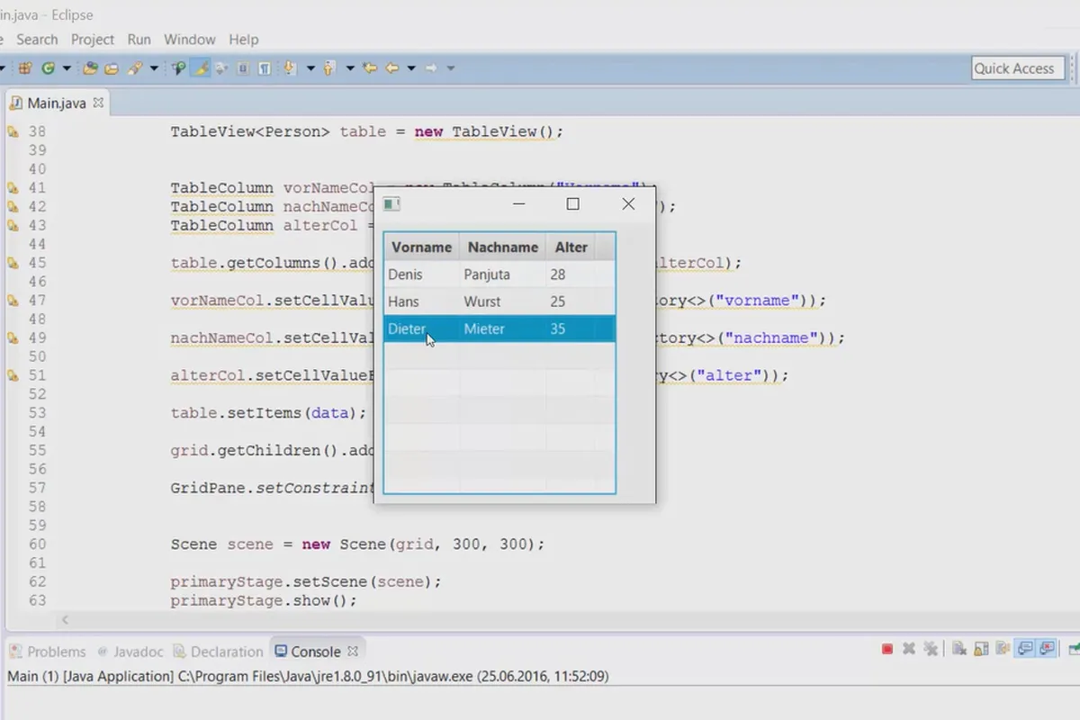 JavaFX for GUI-utvikling - 25 TableView
