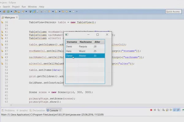JavaFX for GUI-utvikling - 25 TableView