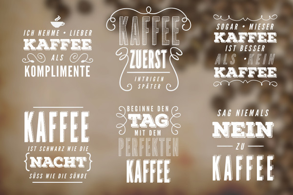 Kalligrafisches Typografiepaket – voll editierbare Vorlagen – Kaffee