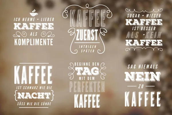Kalligrafisches Typografiepaket – voll editierbare Vorlagen – Kaffee