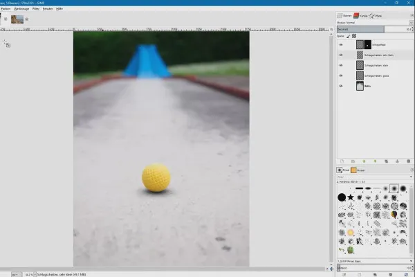 Bildbearbeitung mit GIMP: das Praxis-Tutorial – 25 Objekt einen Schlagschatten hinzufügen I – einfacher Schatten