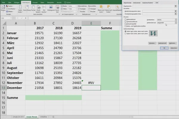 Tutorial Excel: Pivot, diagram, dan desain tabel untuk presentasi data yang jelas - Sembunyikan pesan kesalahan saat mencetak 3.11