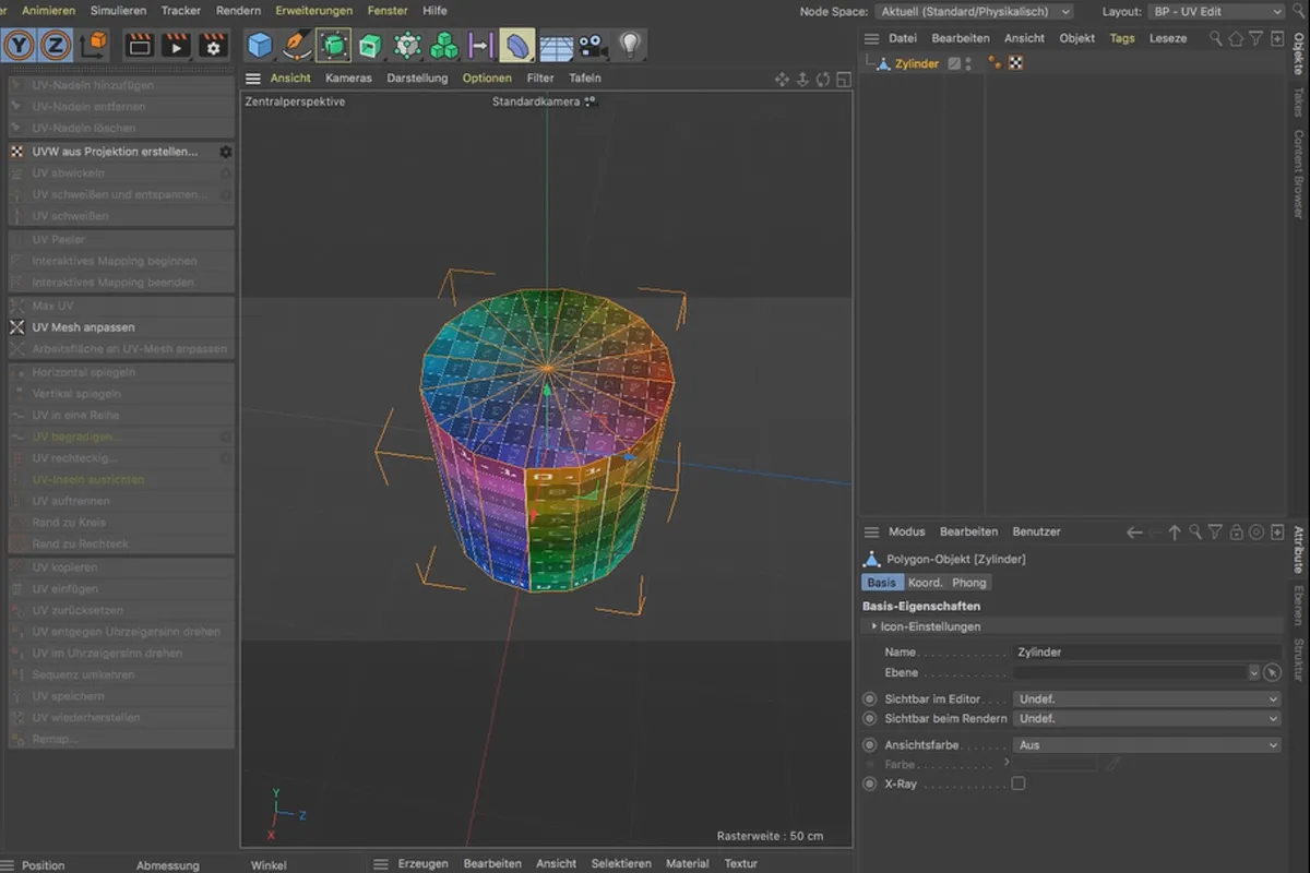 BodyPaint 3D-Tutorial: 1.2 UV-Map