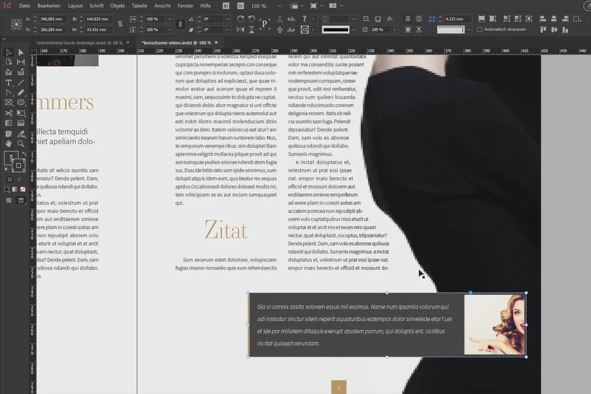 InDesign lernen – Tutorial für Einsteiger: 3.7 Text um Objekte fließen lassen, verankerte Objekte