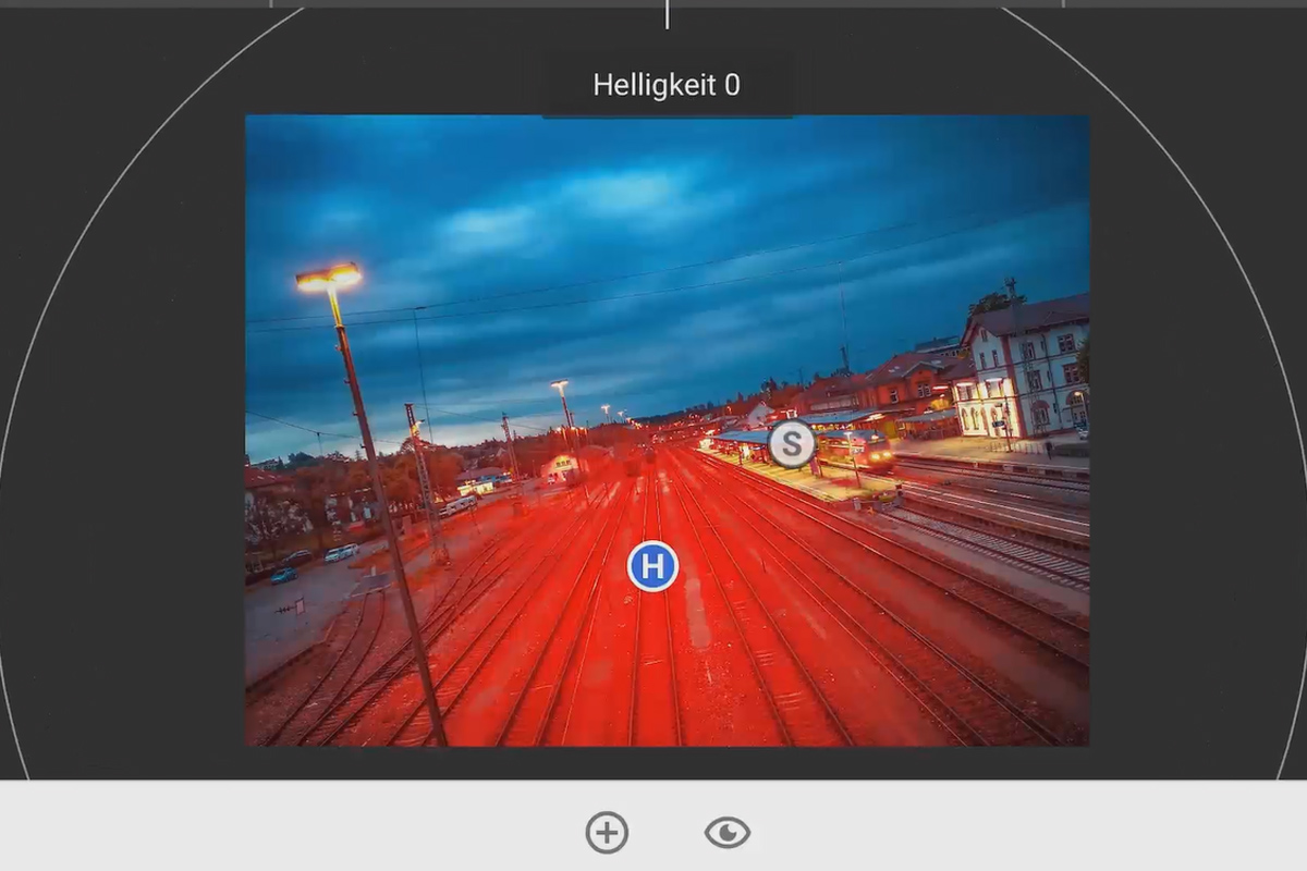 Smartphone-fotografie en -beeldbewerking: 5.3 Blauwe uur op het station - Snapseed, Finishing Touch