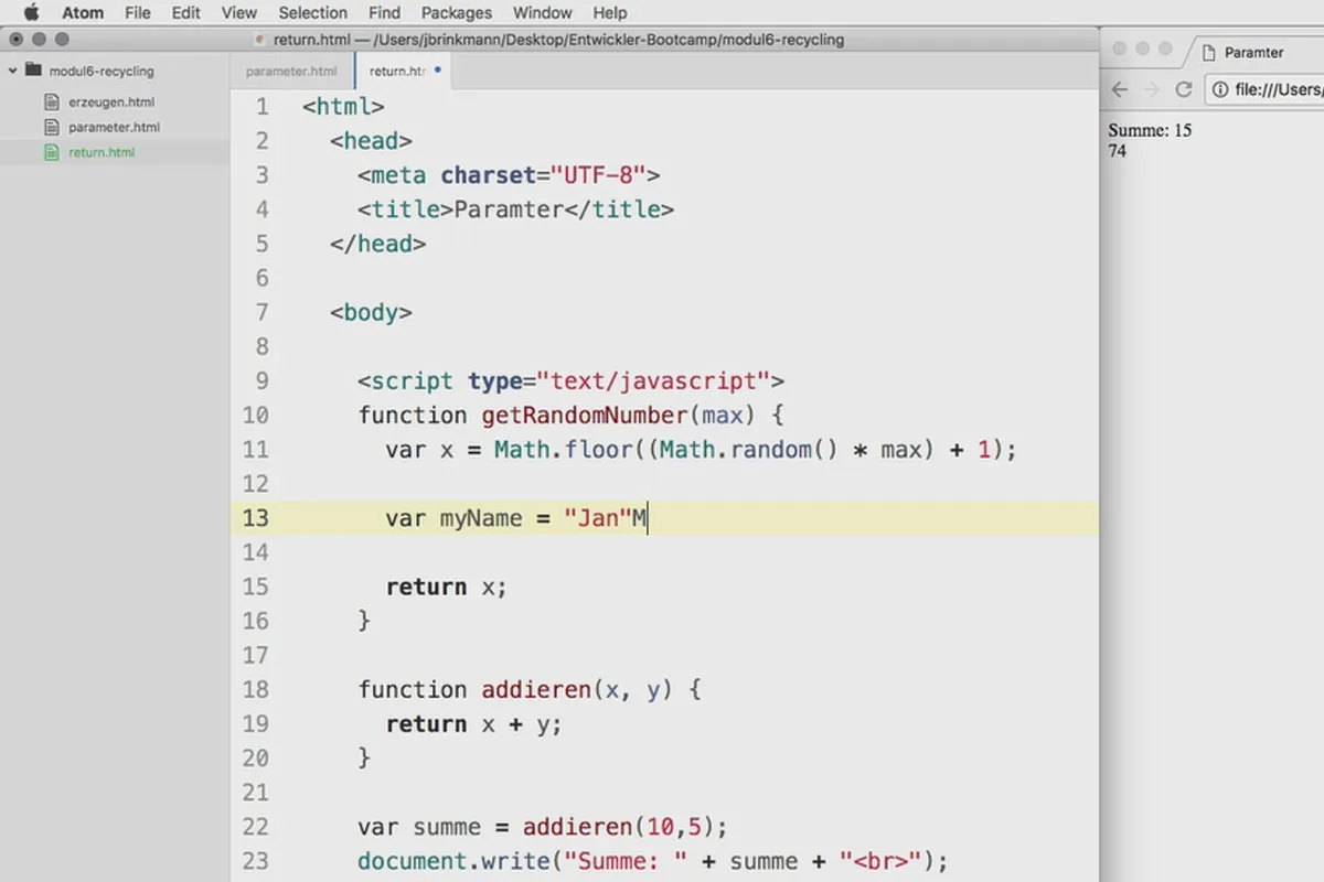 Programmazione software per principianti: utilizzo dei valori di ritorno 6.3