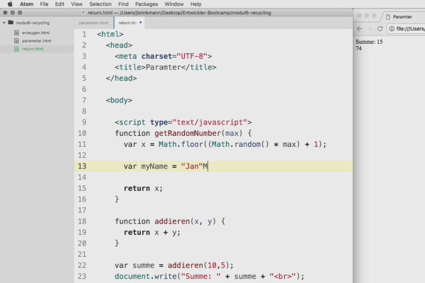 Software programming for beginners: 6.3 Using return values