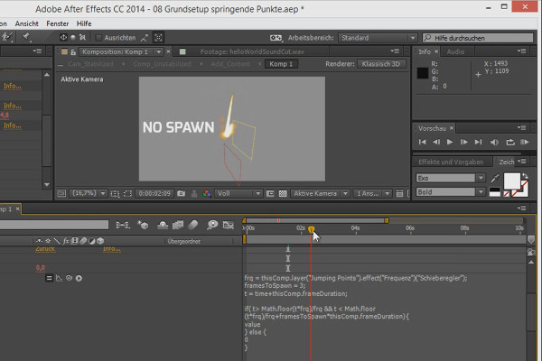 Projets 3D sous After Effects : Jumping Points - Sinus et particules de contact.