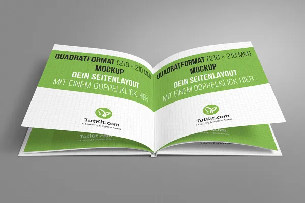 Mockup mit quadratischem Hardcover-Buch – Version 4