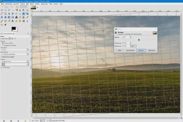 Bildbearbeitung mit GIMP: das Tutorial für Einsteiger – 25 Drehen-Werkzeug