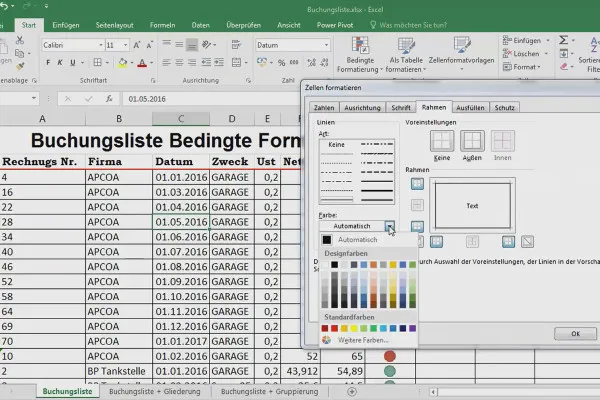 Dasar-dasar Excel - Pengantar untuk pemula: Memformat 26 sel: Bingkai
