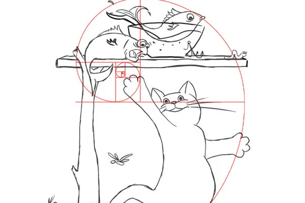 Illustration - Auf der Fischjagd! - Teil 1 - Skizze - Katze malen