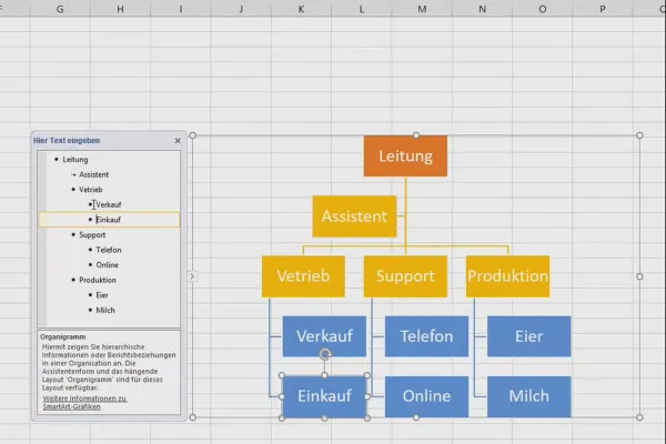 Excel-Training für mehr Effizienz im Büro: Kalender, Organigramm & Co – 4.3 Organigramm mit SmartArt erstellen