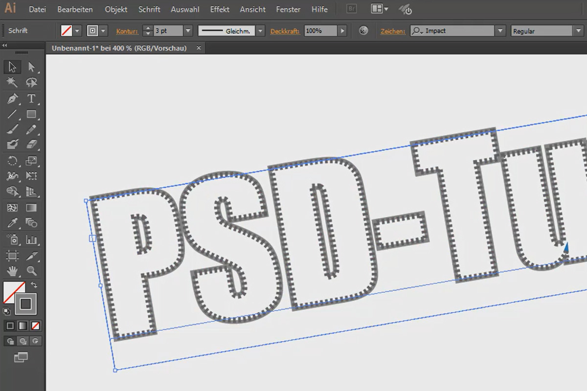 Sewn/knitted text effect