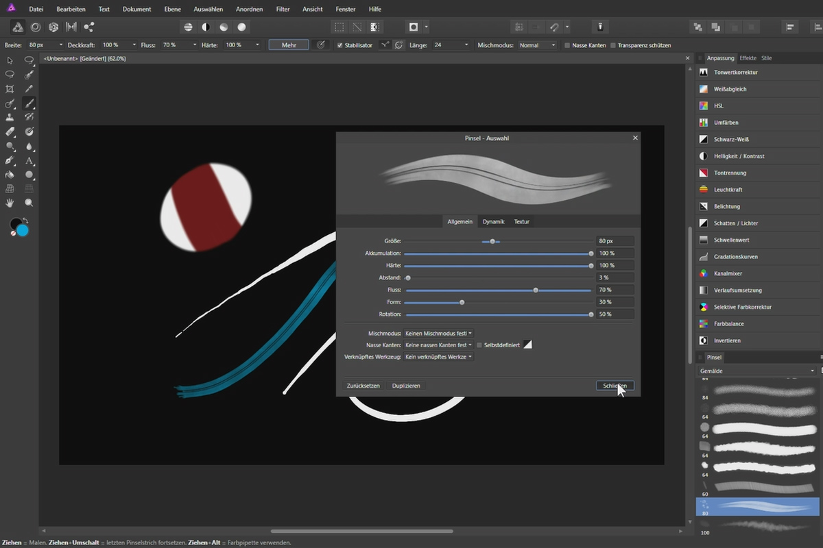 Affinity Photo-opplæring - Grunnleggende: 3.7 | Penselverktøy