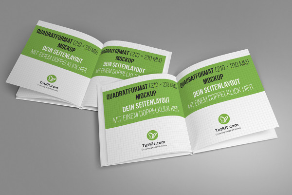 Kare kapaklı kitap içeren mockup - Sürüm 5