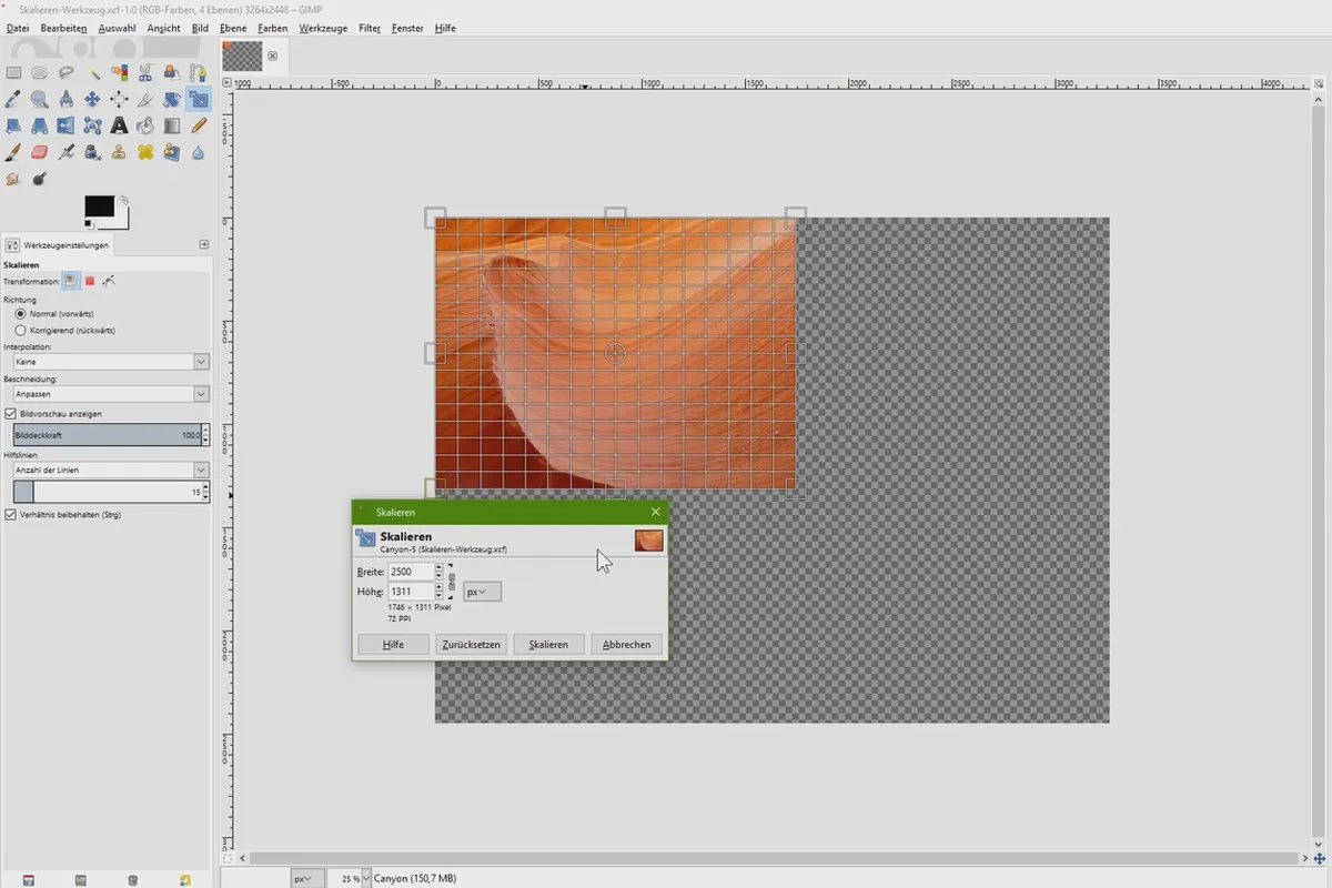 Elaborazione dell'immagine con GIMP: il tutorial per principianti - 26 Strumento di scalatura