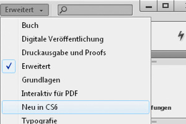 Benutzerdefinierte Menüs und Paletten in InDesign