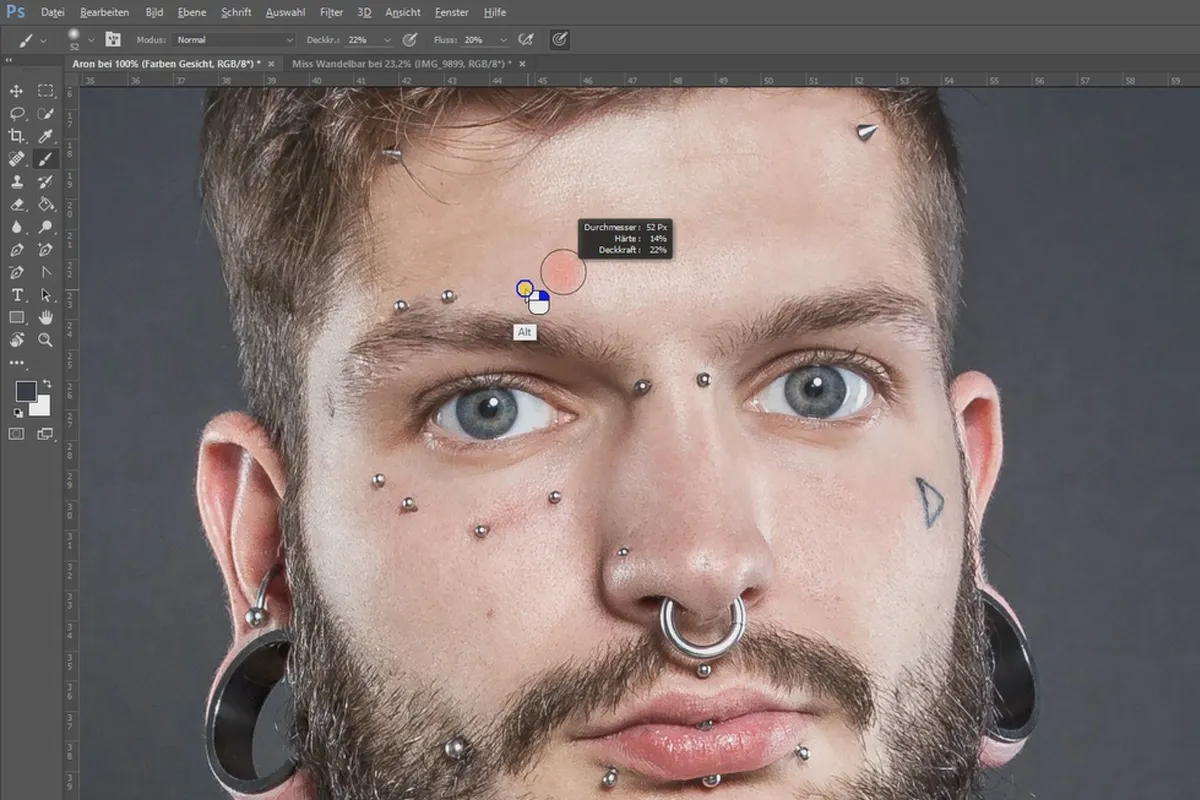 Frequenztrennung in Photoshop – 27 Farben Gesicht