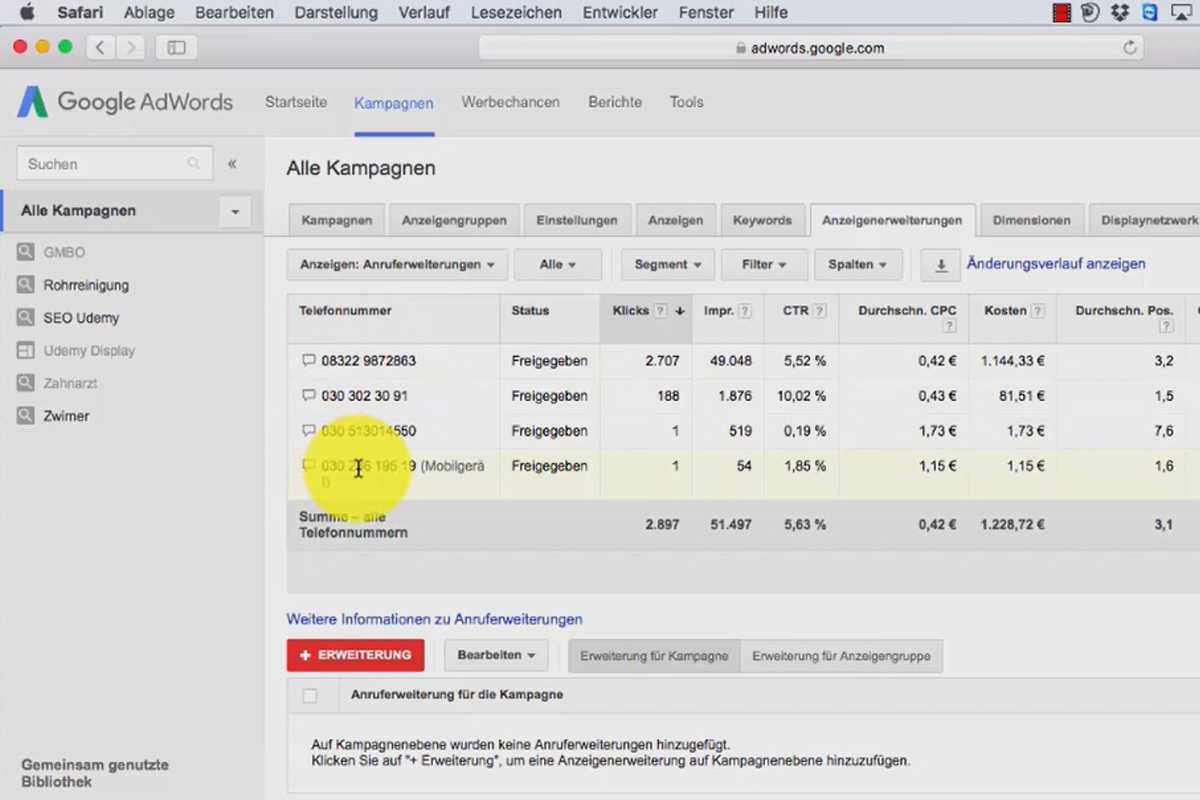 Google AdWords - less costs, more customers - 6.6 Ad extension: Call extension