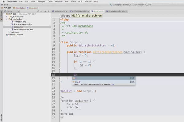 Objektorienteret webprogrammering med PHP - 4.05 Gyldighedsområder i objekter.
