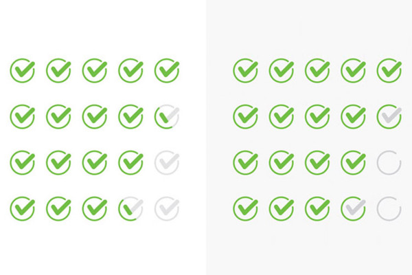 Graphic templates for rating systems of online stores - green checkmarks 2