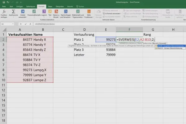 Excel-Kurs für Controlling und Vertrieb: Sortimentsliste, Einheiten, Währung & Co – 4.6 Reihenfolge einer Liste