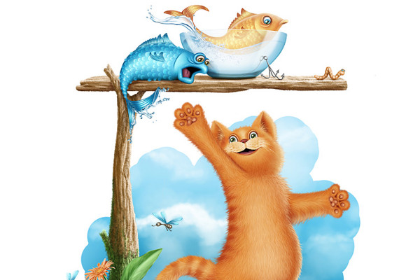 Illustration - On the hunt for fish! - Part 2 - Painting background, insects and worm
