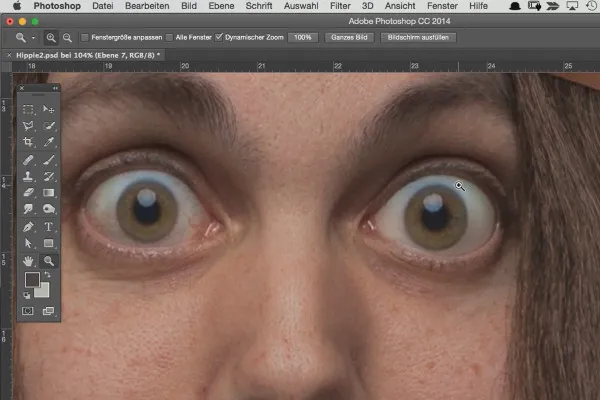 Komiksų stilius: Piktogramų rengimas „Photoshop“ programoje - 4.8 Akių retušavimas.