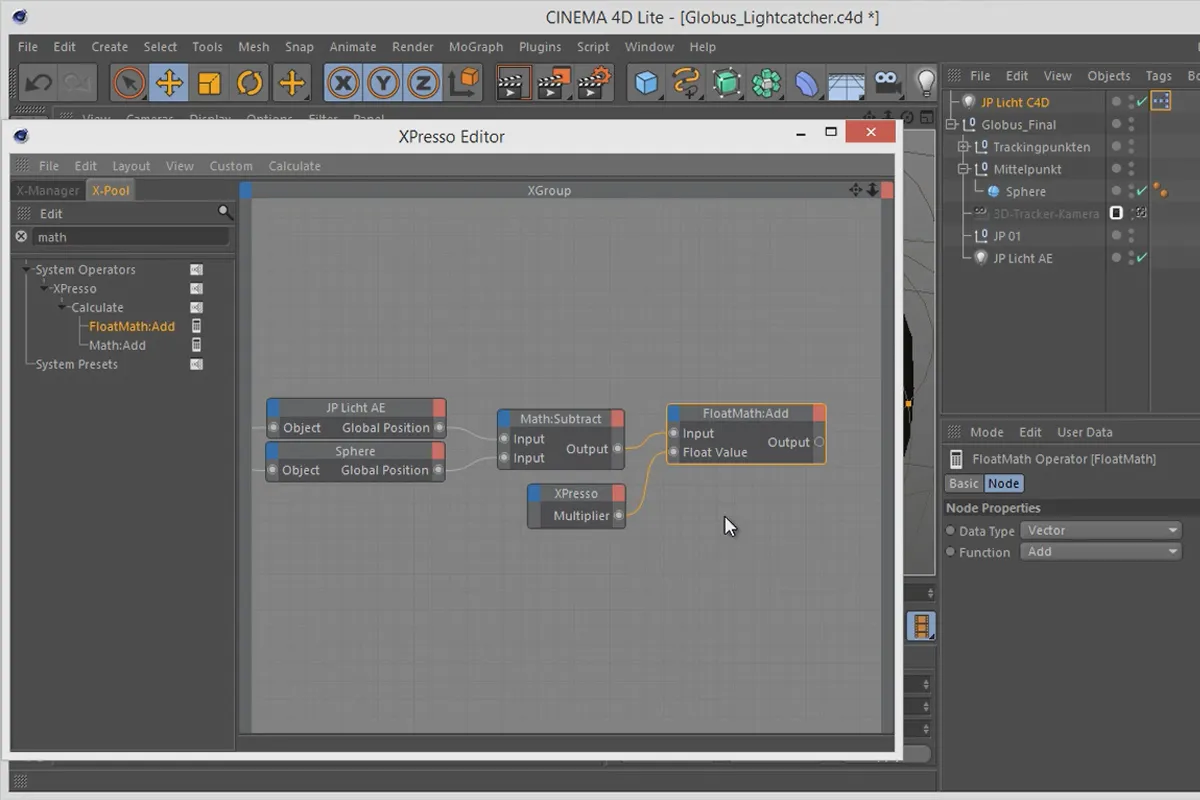 3D-Projekte in After Effects: Xpresso-Schaltung - Globus Licht