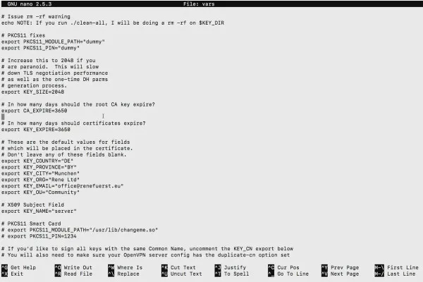 OpenVPN anlamak ve kurmak - ağda güvenli: 5.3 CA değişkenlerini yapılandırma.