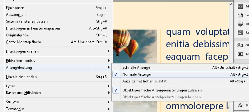 Rodymo kokybė programoje "InDesign