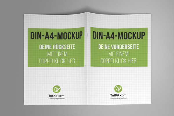 A4 dikey formatında broşür için model: Ön, arka kapak ve iki iç sayfa