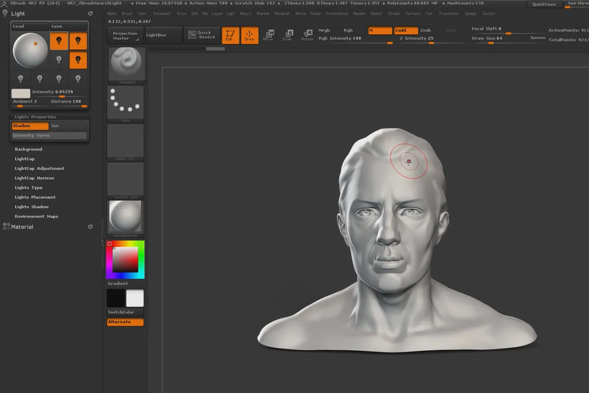 ZBrush 초보자를 위한: 8.1 표준 라이트