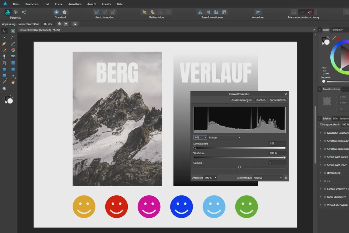 Affinity Designer - ohjevideo perusteista: 5.1 | Sävykäyrät