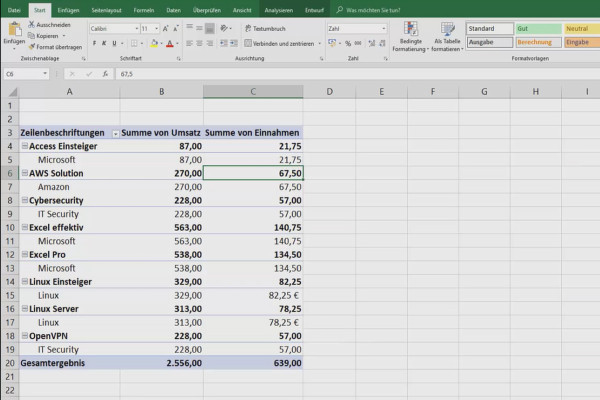 Excel tutorial: Pivot, charts and table design for clear data presentation - 4.2 Pivot: calculations/field settings