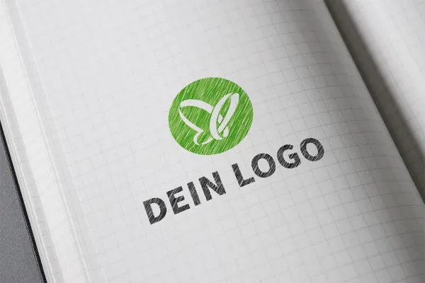 Photoshop-Mockup-skabelon til logoer: Farveblyanttegning, rutepapir