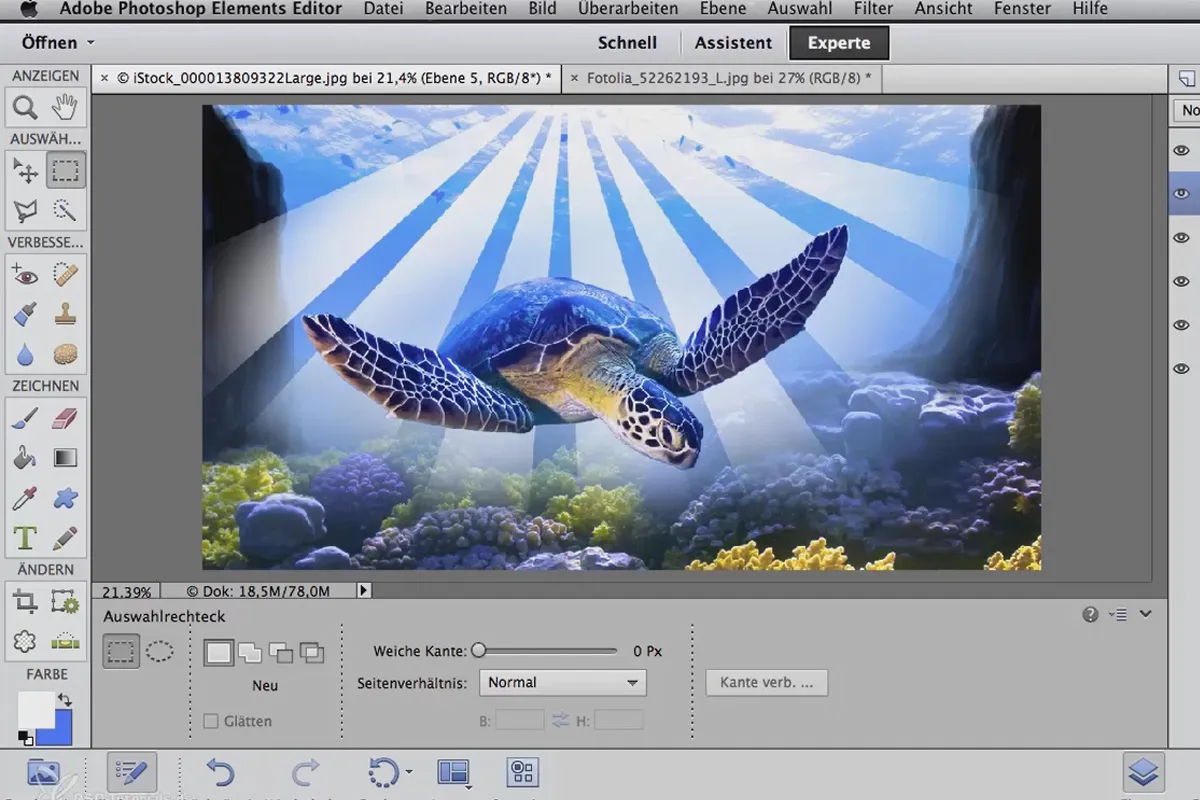 Digital bildebehandling for airbrush-kunstnere: Det digitale fargeleggingsarket - en undervannsverden.