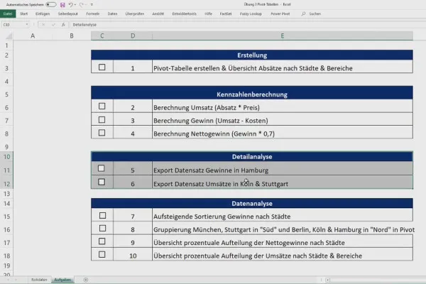 Pivot-Tabellen in Excel: 4.7 | Übung 3