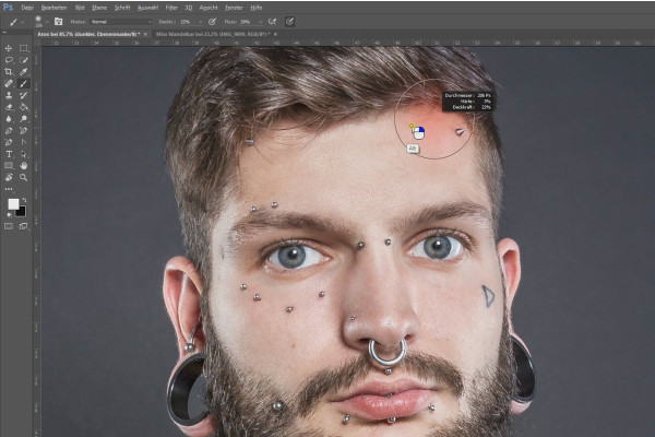Frequenztrennung in Photoshop – 29 Dodge and Burn Nase