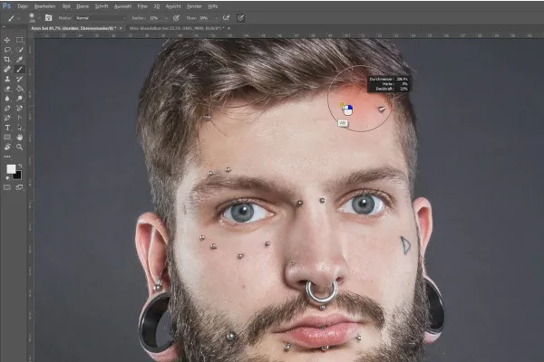 Frequenztrennung in Photoshop – 29 Dodge and Burn Nase